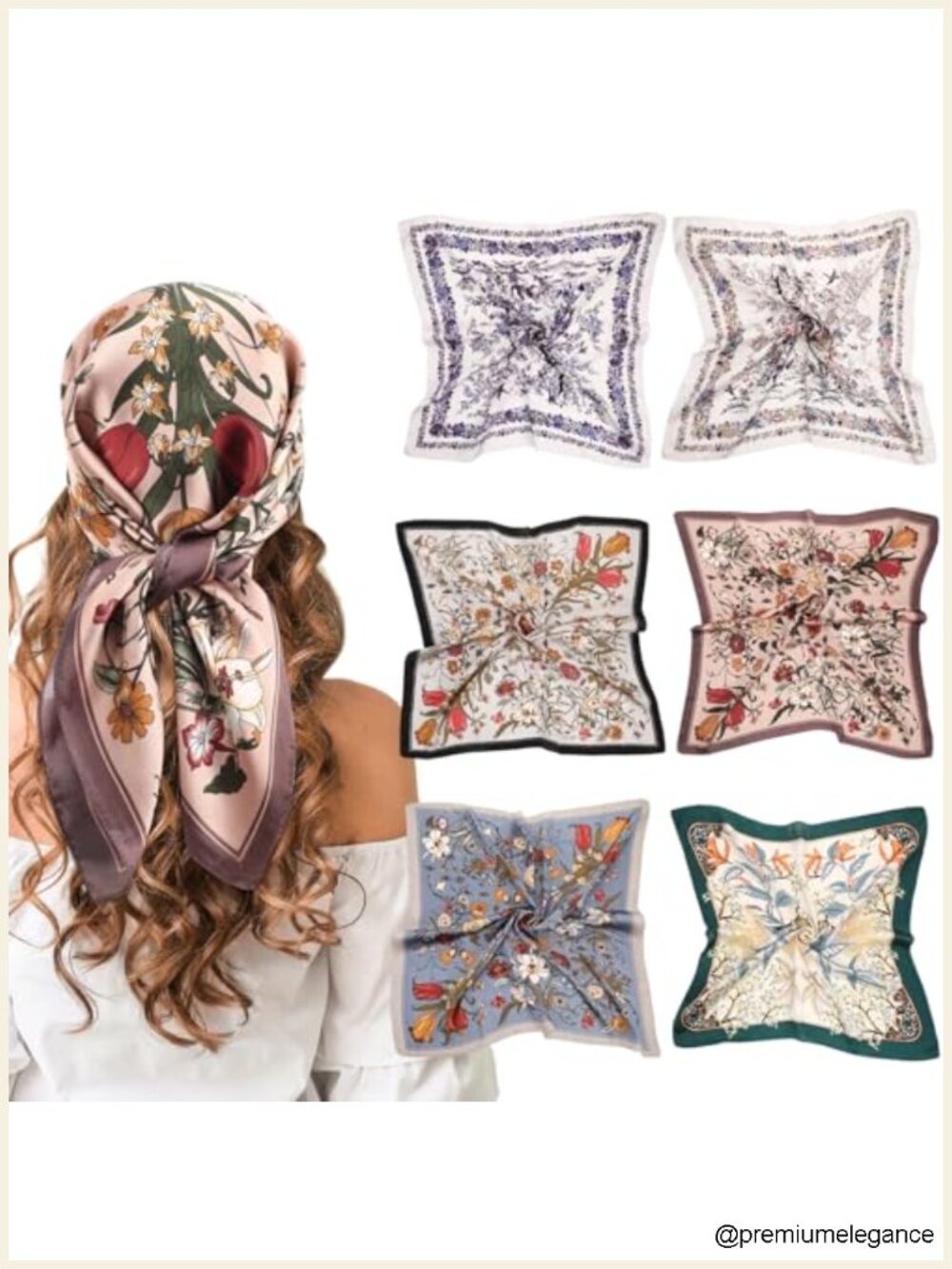 Satin Square Scarf Wrap Silk Feel Polyester Hair Headscarf Neck Scarf